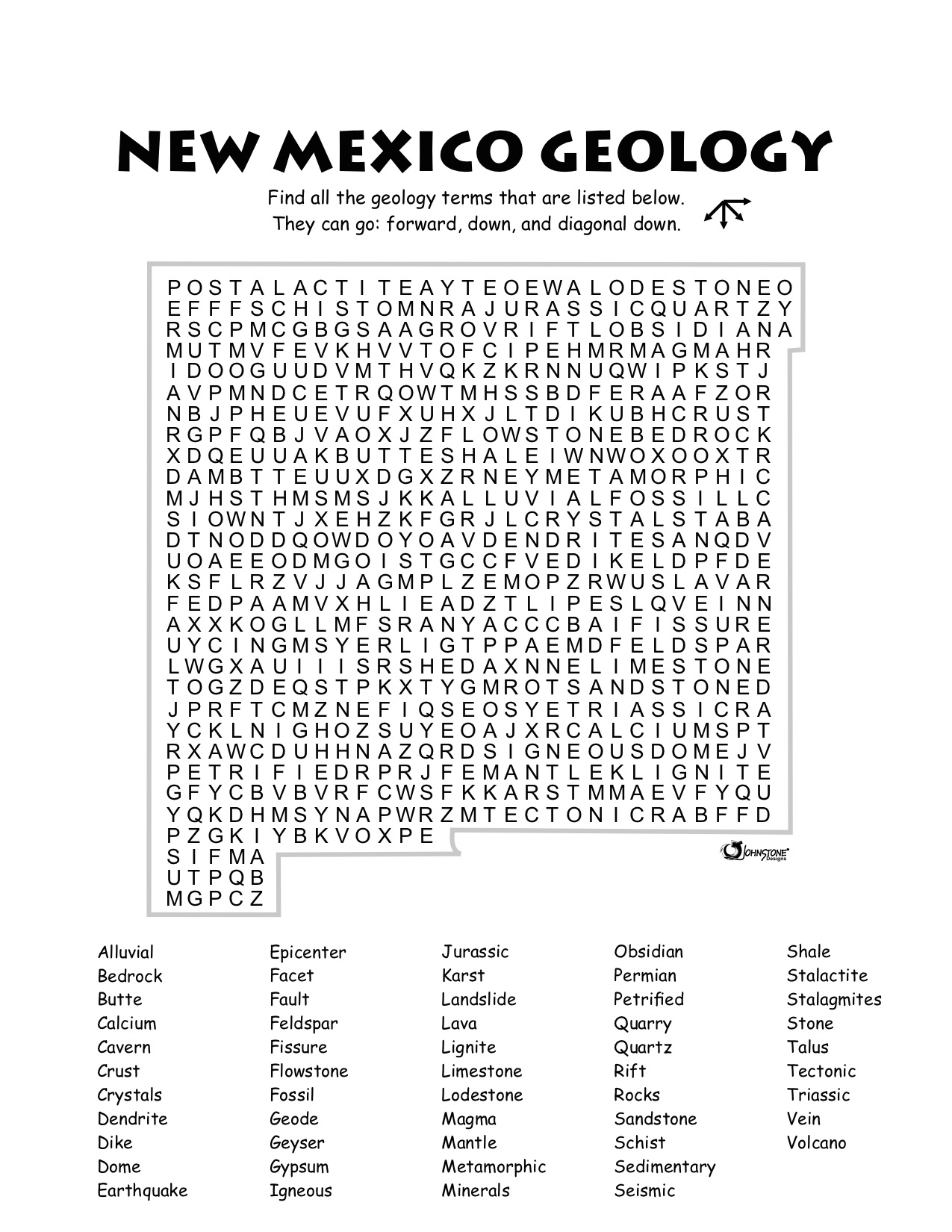 NM Geology Word Search