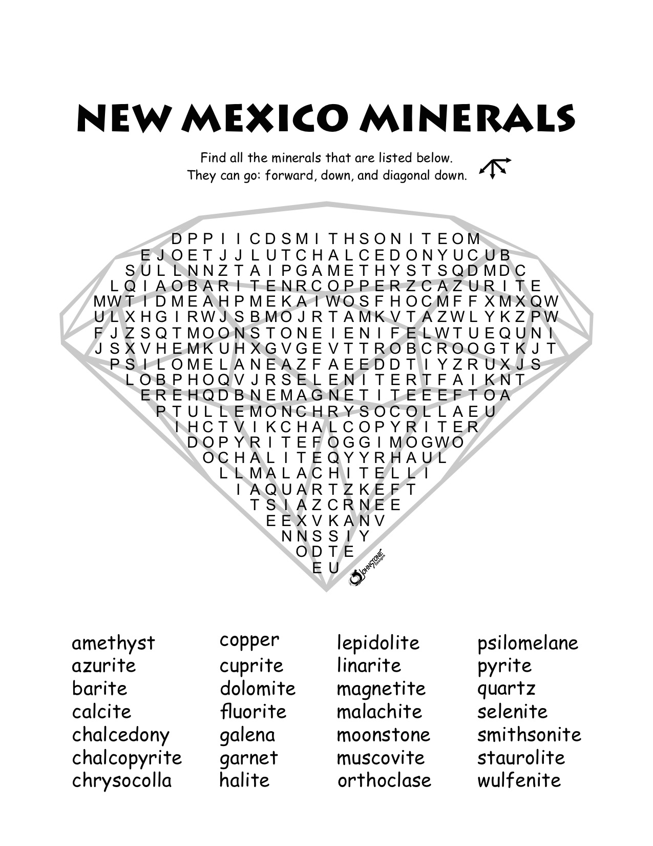NM Minerals Word Search