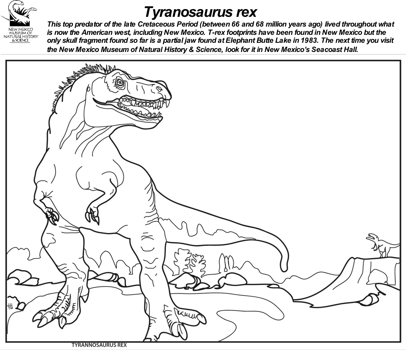 T- Rex  Coloring Sheet
